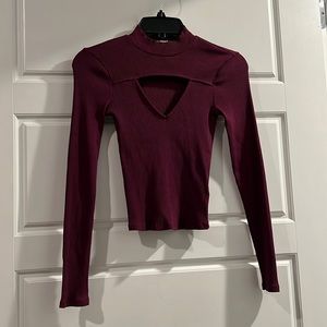 Express Purple cutout long sleeve shirt